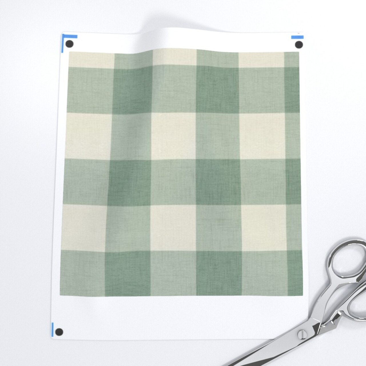 Rustic Country Farmhouse Primitive Gingham Check Plaid Picnic Cottagecore Classic Traditional Modern Farmhouse Soft Texture Spring Green Sage Custom Printed Fabric by Spoonflower Various Fabrics by the Yard or Fat Quarter